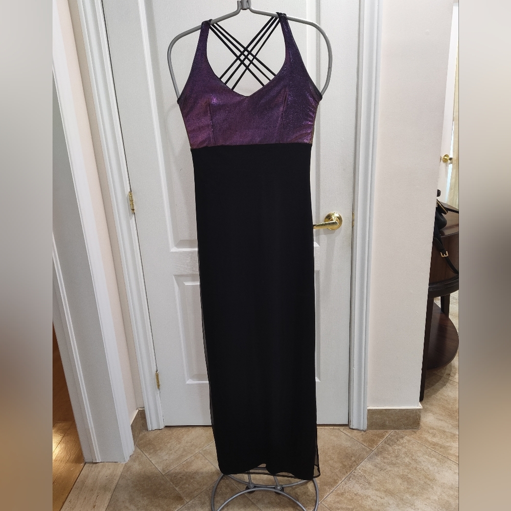 Sexy black and purple evening gown